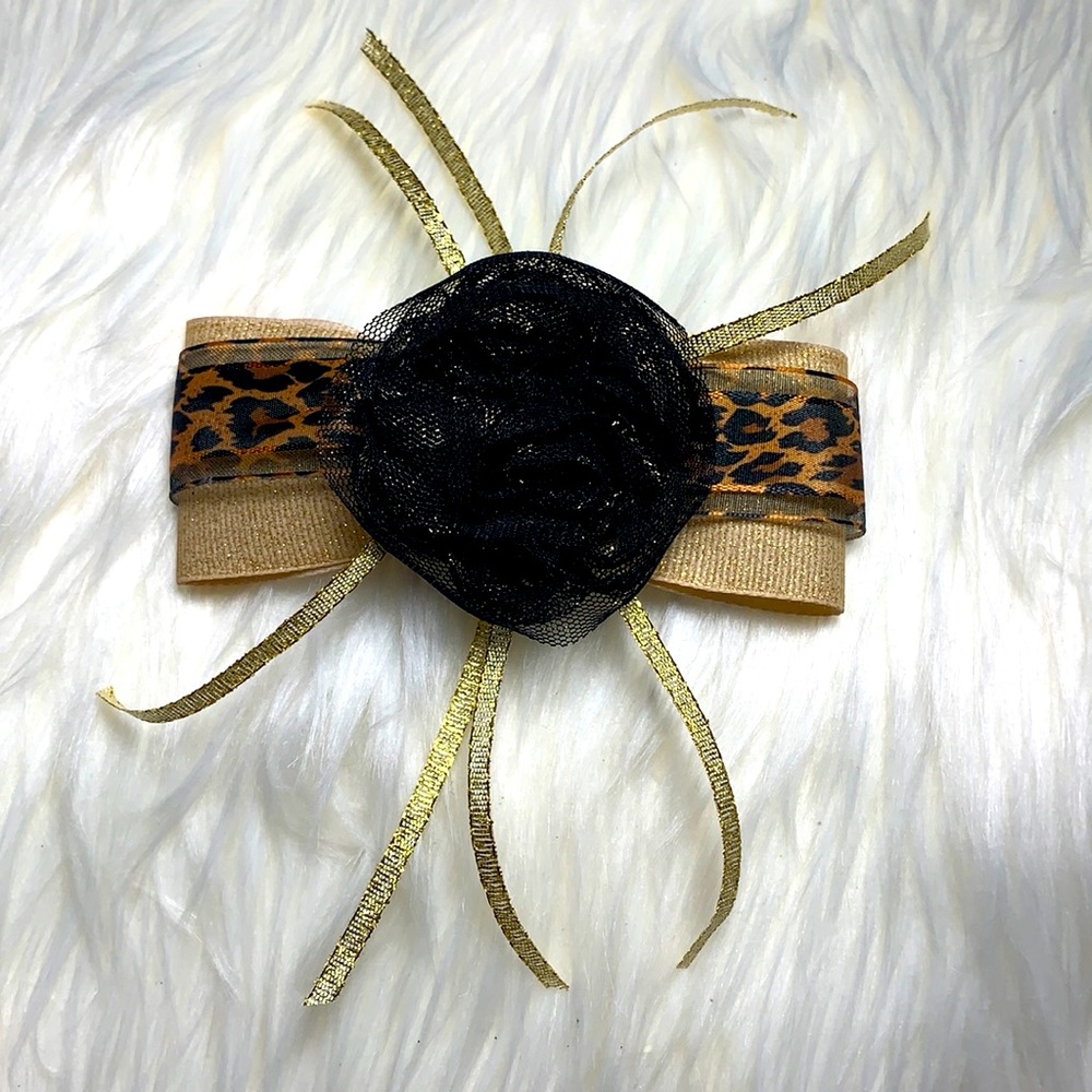 Gold Shimmering Leopard Hair Bow